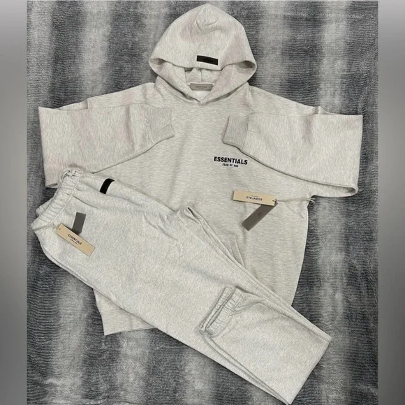 Essentials Light Oatmeal Hoodie and Sweatpants Set